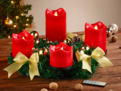 Couronne de l'Avent avec ornements dorés & 4 bougies à LED
