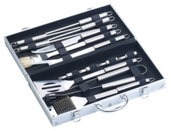 Coffret ustensiles pour barbecue 14 outils avec couteau brosse piques spatules en inox
