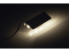 Dispositif d'éclairage pour vitrine - 4 pinces et 12 LED - blanc chaud