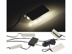 Dispositif d'éclairage pour vitrine - 4 pinces et 12 LED - blanc du jour