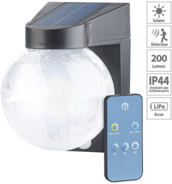 Lampe murale solaire à LED 200 lm en verre craquelé avec détecteur de mouvement