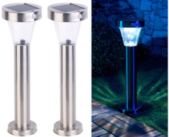 Lanternes de jardin solaires "Silva"  en acier inoxydable - x2