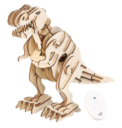 maquette en bois de dinosaure T-rex a construire a peindre pour enfant avec module radiocommandé rugissements