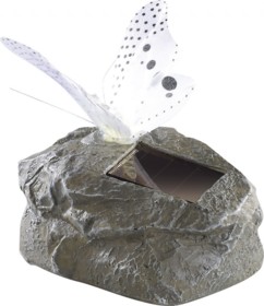 Papillon solaire à LED sur pierre artificielle - gris