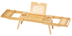 Pont de baignoire et plateau-repas extensible en bambou 75 - 109 cm