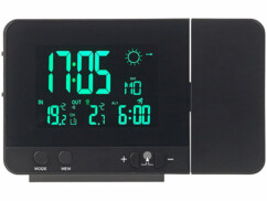 Réveil à projection et station météo sans fil 2 en 1 - Noir