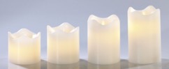 Set de 4 bougies LED en cire véritable - Blanc avec flamme vacillante