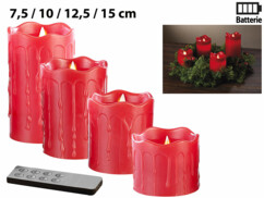 Set de 4 bougies LED en cire véritable - Rouge Britesta