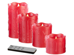 Set de 4 bougies LED en cire véritable - Rouge