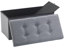 Siège pliable en tissu gris Infactory avec coffre de rangement 80 L.