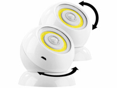 2 lampes sans fil 200 lm à LED COB et détecteur de mouvement WL-420 - Blanc