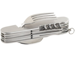 couteau multifonction de camping en acier inoxydable avec couverts integrés semptec