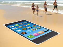Drap de bain microfibre dessin Smartphone Noir - 165 x 90 cm