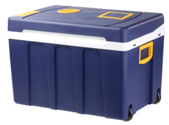 glaciere electrique rigide avec roulettes et trolley alimentation secteur 230v ou allume cigare 12v 50 litres xcase