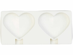Moule en silicone forme cœur 80 ml et 24 bâtonnets - Pour 2 glaces