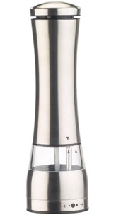 Moulin poivre / sel électrique en inox avec broyeur en céramique - 21,5 cm