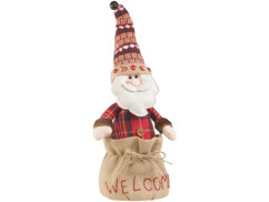 bloque porte avec lest de sable pere noel dans sac en jute décoration pour noel