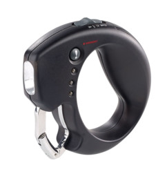 Poignée pour laisse de chien avec lampe LED et alarme