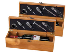 Set de 2 coffrets à bouteille en bambou