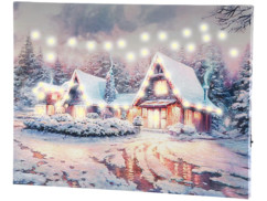 Tableau lumineux "Village sous la neige" 40 x 30 cm