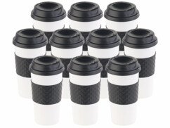 10 gobelets "Coffee to go" à double-paroi avec couvercle en silicone - 475 ml