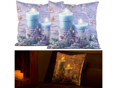 2 coussins LED à motif Bougies