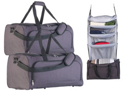 2 sacs de voyage pliables avec organiseur à suspendre intégré