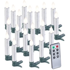 20 bougies LED pour sapin de Noël avec télécommande - coloris argent