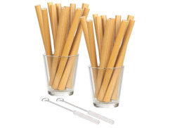 24 pailles en bambou 13 cm réutilisables avec brosse de nettoyage