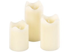 3 bougies télécommandées en cire véritable à luminosité variable et effet flamme