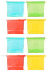 8 sachets alimentaires refermables en silicone,1000 ml