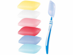 étuis en silicone pour protéger la tête des brosses à dents dans une trousse de toilette