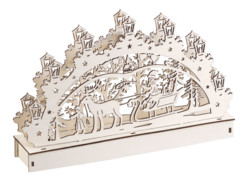 Arche lumineuse en bois motif Père Noël & renne