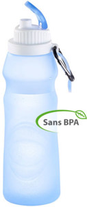 gourde de randonnée 500ml pliable avec mousqueton de transport semptec