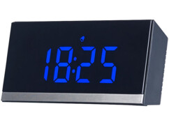 Horloge de table radio-pilotée à LED - Noir / Bleu