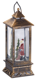 lanterne decorative de noel style lanterne retro avec statuette pere noel et mini guirlande led