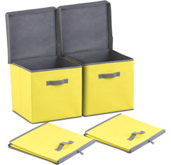Lot de 2 boîtes de rangement pliables avec couvercle - Jaune