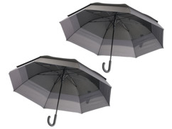 pack de 2 grands parapluies 2 personnes en toile noire avec resistance au vent 150cm semptec
