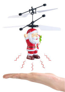 mini helicoptere automatique forme figurine pere noel detecteur de main cadeau fun noel