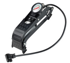 pompe a pied 1 cylindre avec manometre et embouts toutes valves dunlop schrader velo matelas