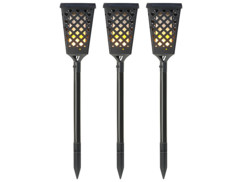 Pack de 3 torches LED solaire effet flamme 96 LED / 30 lm