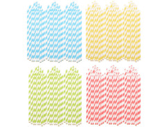 300 pailles en papier rayé 4 couleurs