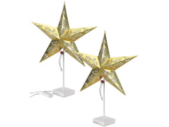2 étoiles lumineuses à LED - modèle doré