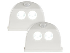 2 lampes de porte sans fil à LED avec détecteur - 50 lm - Blanc