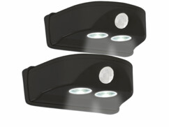 2 lampes de porte sans fil à LED avec détecteur - 50 lm - Noir