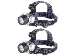2 lampes frontales à 7 LED 30 lm / 0,3 W et 3 niveaux de luminosité Lunartec
