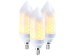 3 ampoules LED effet flamme E14 / 5 W / 304 lm