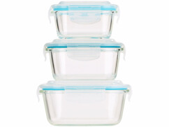 Lot de 3 boîtes de conservation en verre sans BPA.