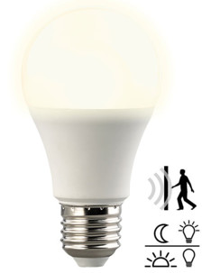 Ampoule LED avec capteurs de mouvement et d'obscurité 10 W - Blanc chaud