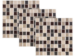 Autocollants décoratifs 3D (x3) - 26 x 26 cm - Mosaïque Brun/beige